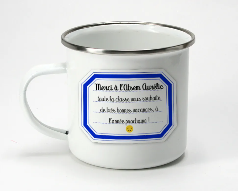 Mug émaillé personnalisé remerciements - Maîtresse, Maître et ATSEM