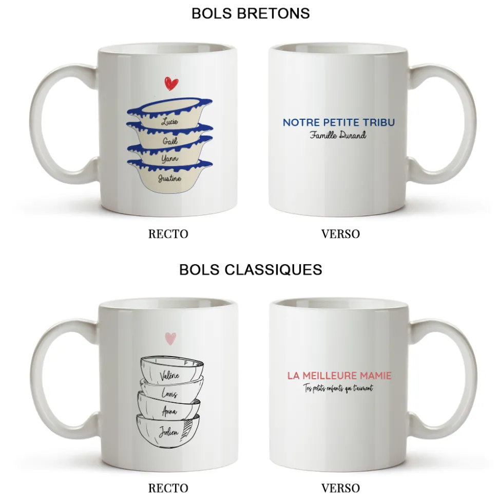 Mug personnalisé - Bols prénoms famille
