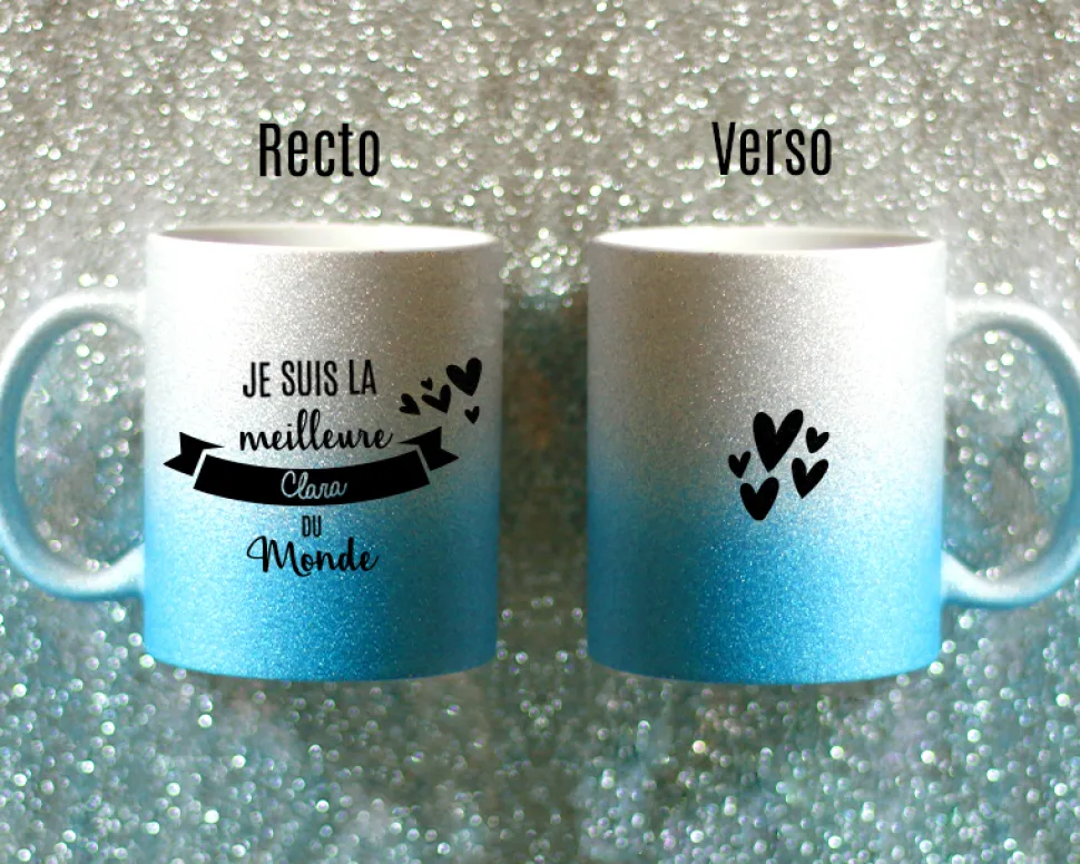 Mug personnalisé à paillettes - Meilleure du monde