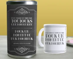 Mug personnalisé avec boîte à thé - Message