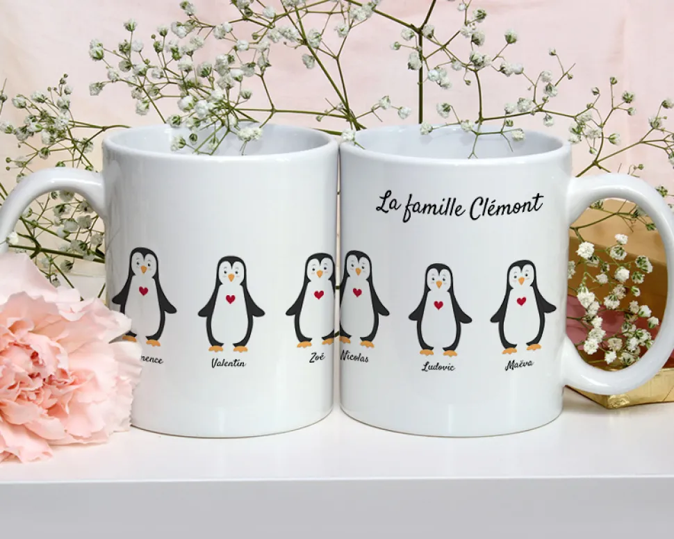 Mug personnalisé famille - Pingouins