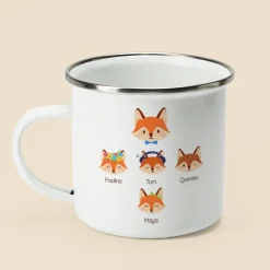 Mug personnalisé émaillé - Papa Renard et sa meute