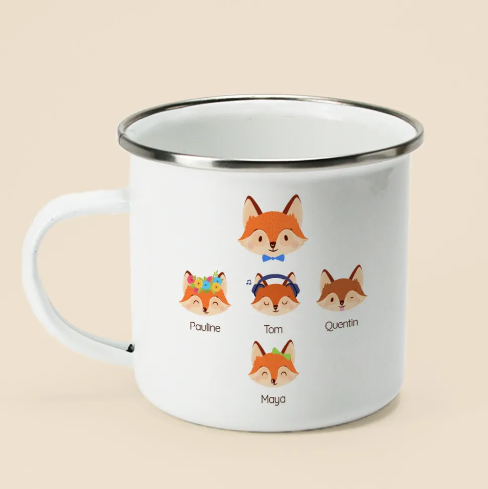Mug personnalisé émaillé - Papa Renard et sa meute