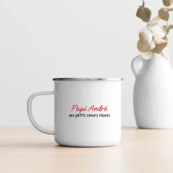 Mug personnalisé émaillé - Papi et ses petits coeurs