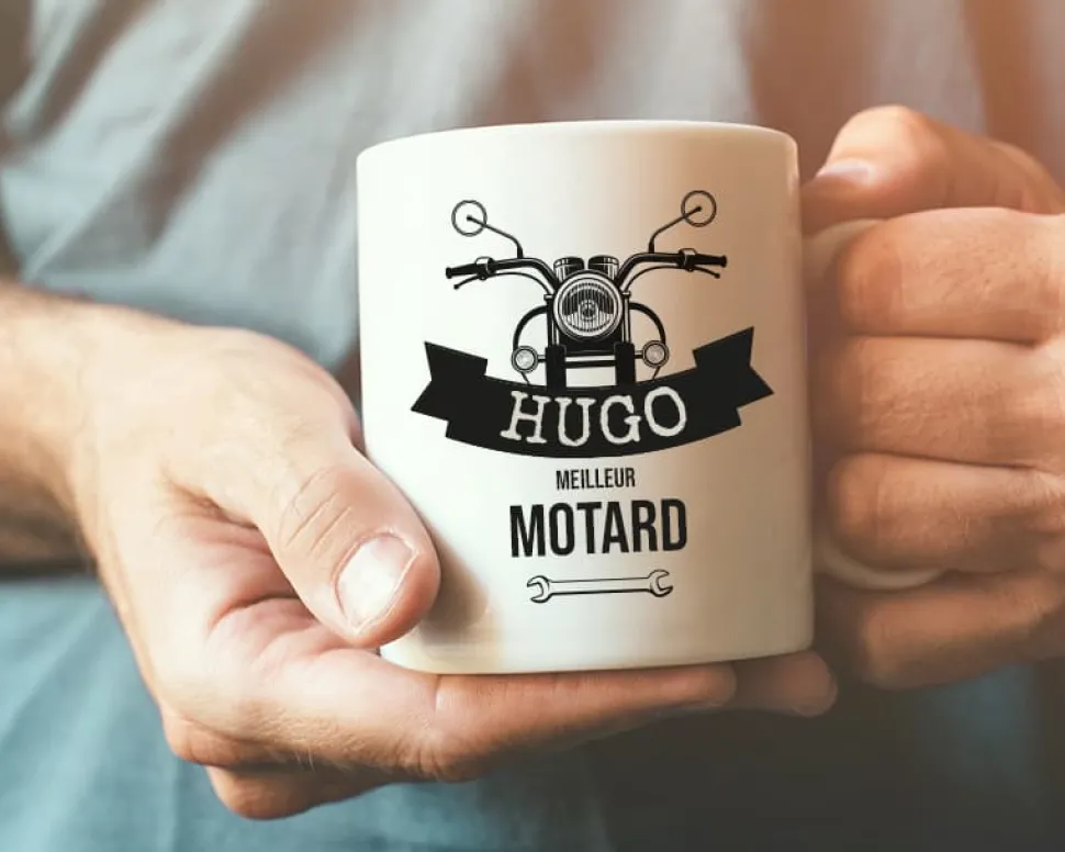Mug personnalisé prénom - Motard