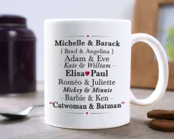 Mug personnalisé prénoms - Couples Célèbres