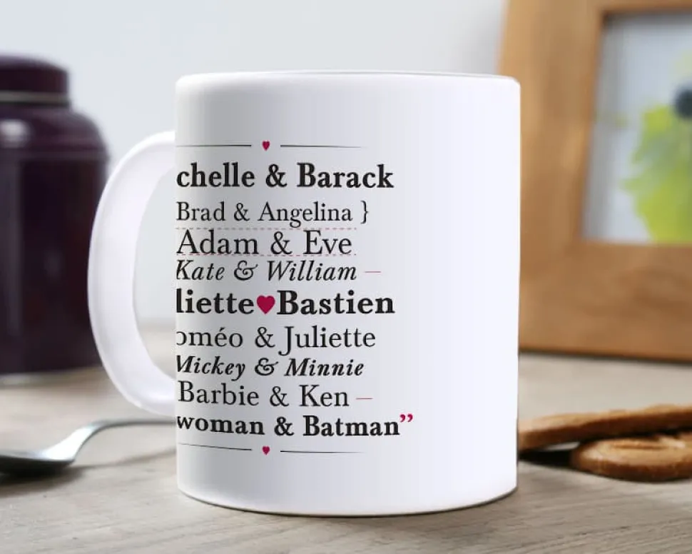 Mug personnalisé prénoms - Couples Célèbres