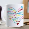 Mug personnalisé prénoms - Coeur Famille