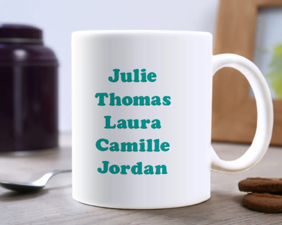 Mug personnalisé prénoms - Coeur Famille