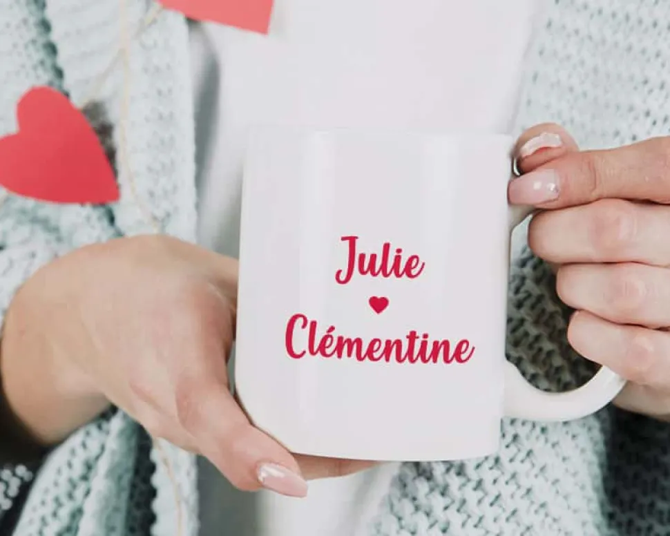 Mug personnalisé prénoms couple - Coeur