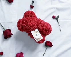 Ours en roses avec carte personnalisée - Message