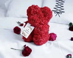 Ours en roses avec carte personnalisée - Message