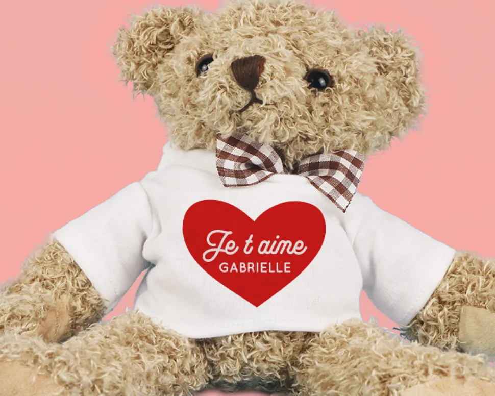 Ourson en peluche personnalisable - Je t'aime