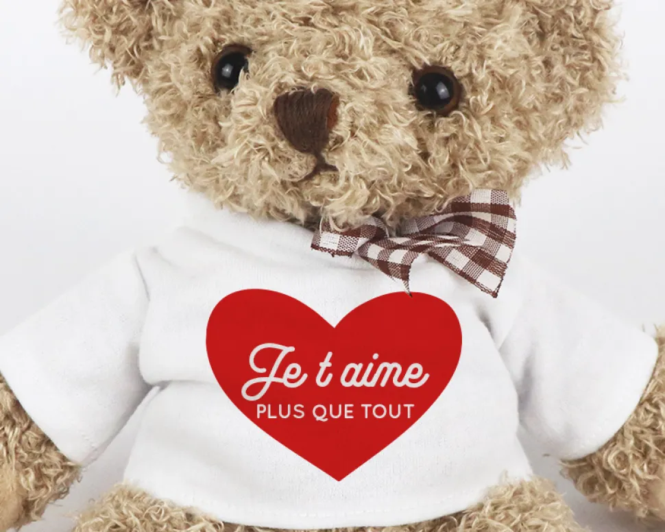 Ourson en peluche personnalisable - Je t'aime
