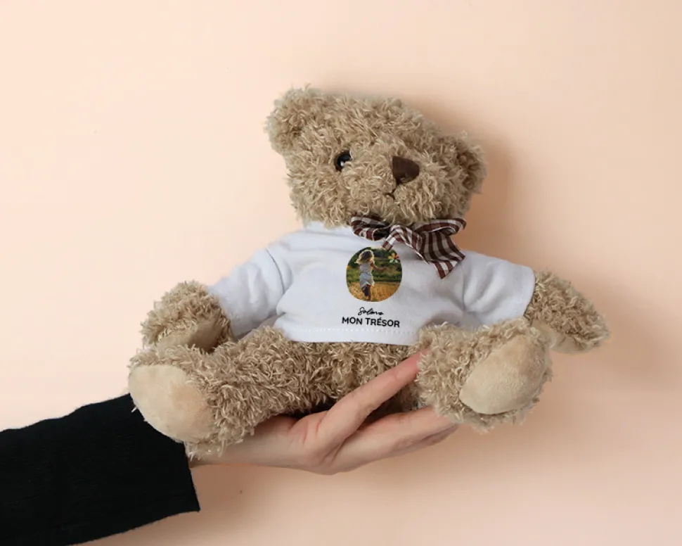 Ourson en peluche personnalisable - Photo et message