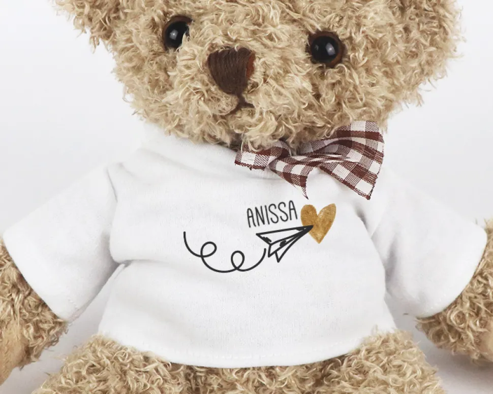 Ourson personnalisé - L'avion de ton coeur