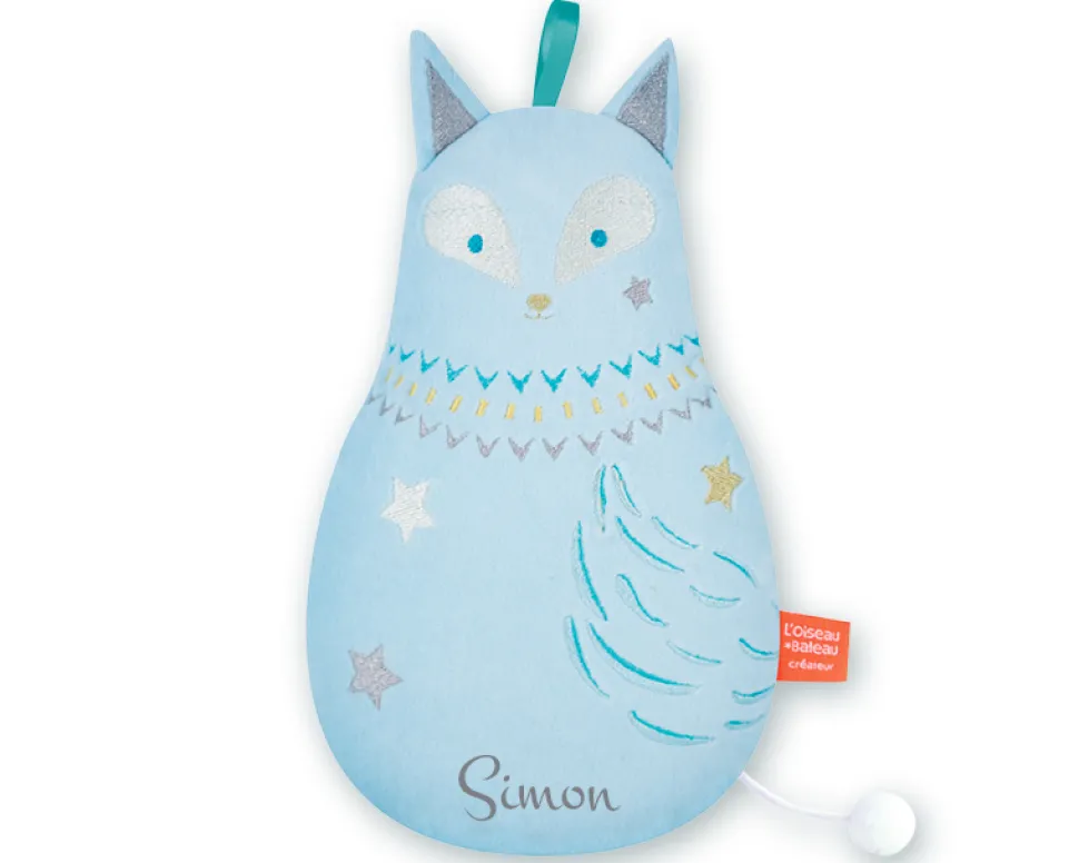 Peluche Musicale Brodée Personnalisable - Renard bleu
