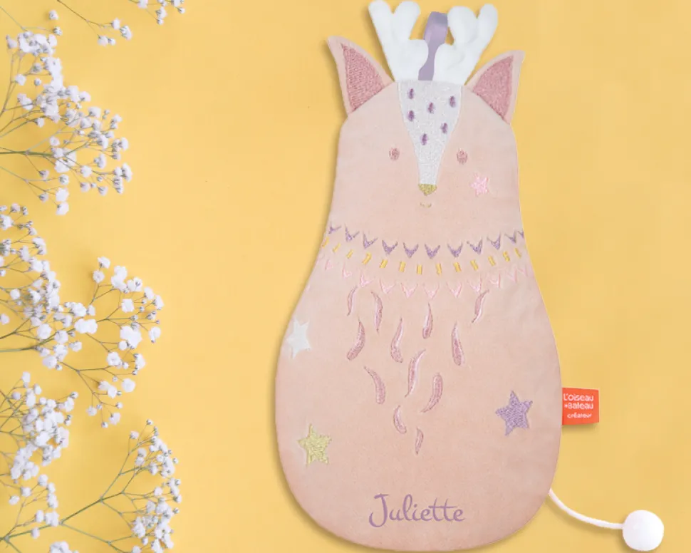 Peluche Musicale Brodée Personnalisable - Daim corail