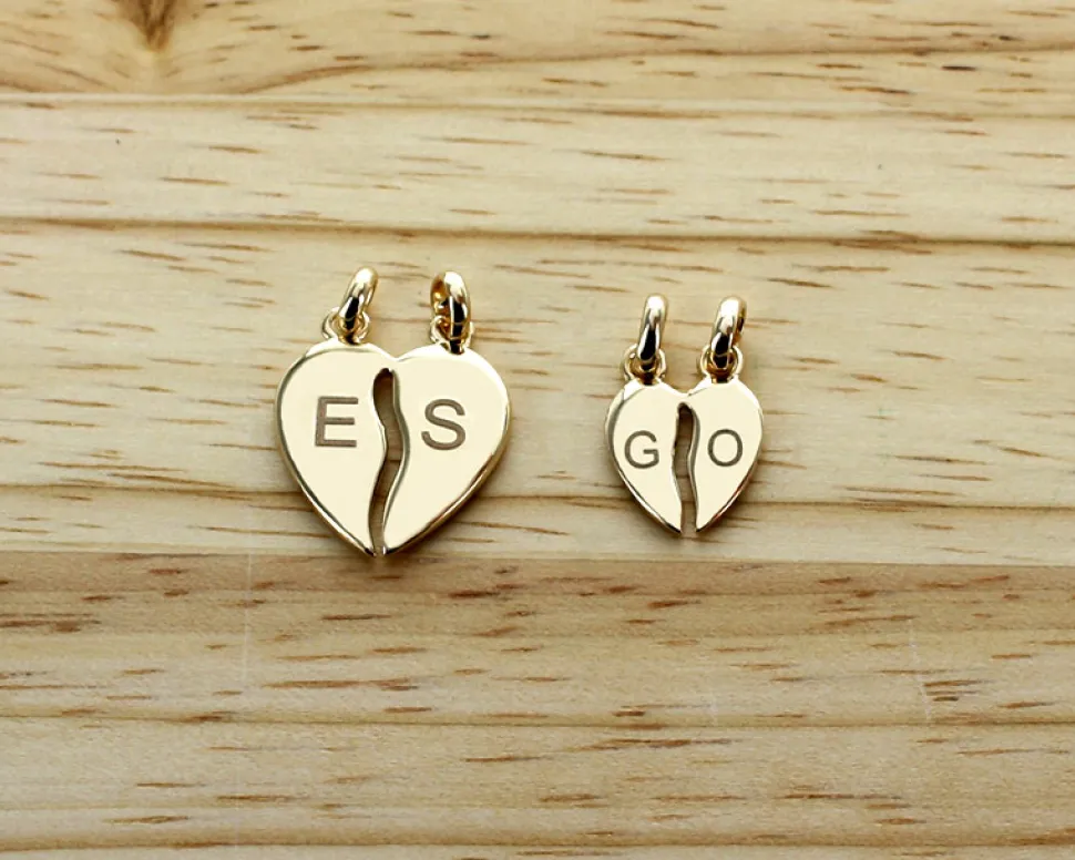 Pendentif personnalisé Coeur à Partager - Plaqué Or 14 carats