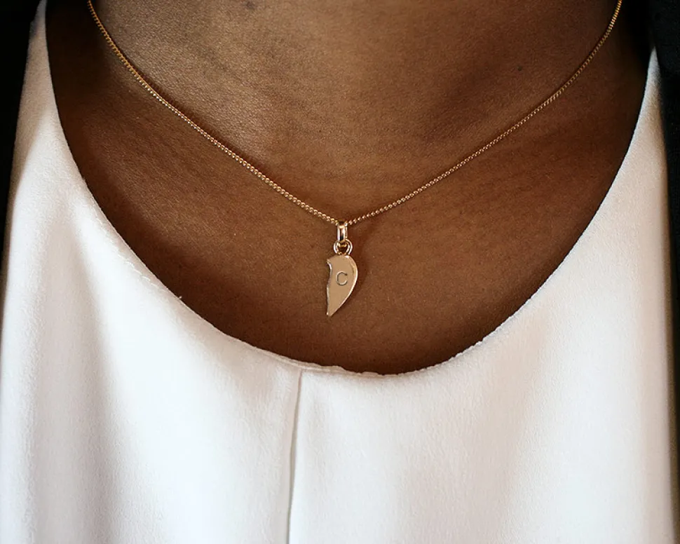 Pendentif personnalisé Coeur à Partager - Plaqué Or 14 carats