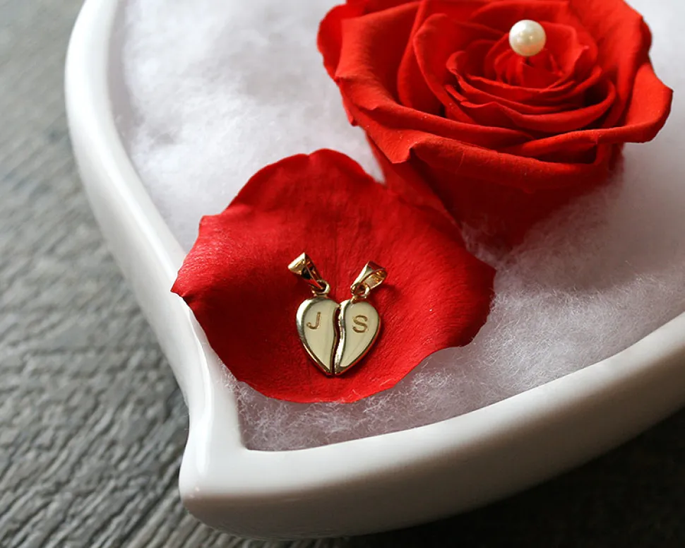 Pendentif personnalisé Coeur à Partager - Plaqué Or 14 carats