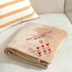 Plaid personnalisé - Mamie et ses petits coeurs