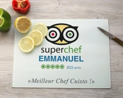 Planche à découper en verre personnalisée - Super Chef