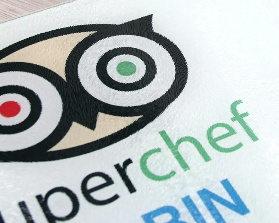 Planche à découper en verre personnalisée - Super Chef