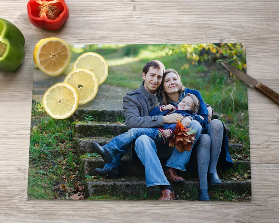 Planche à découper en verre personnalisée - Photo