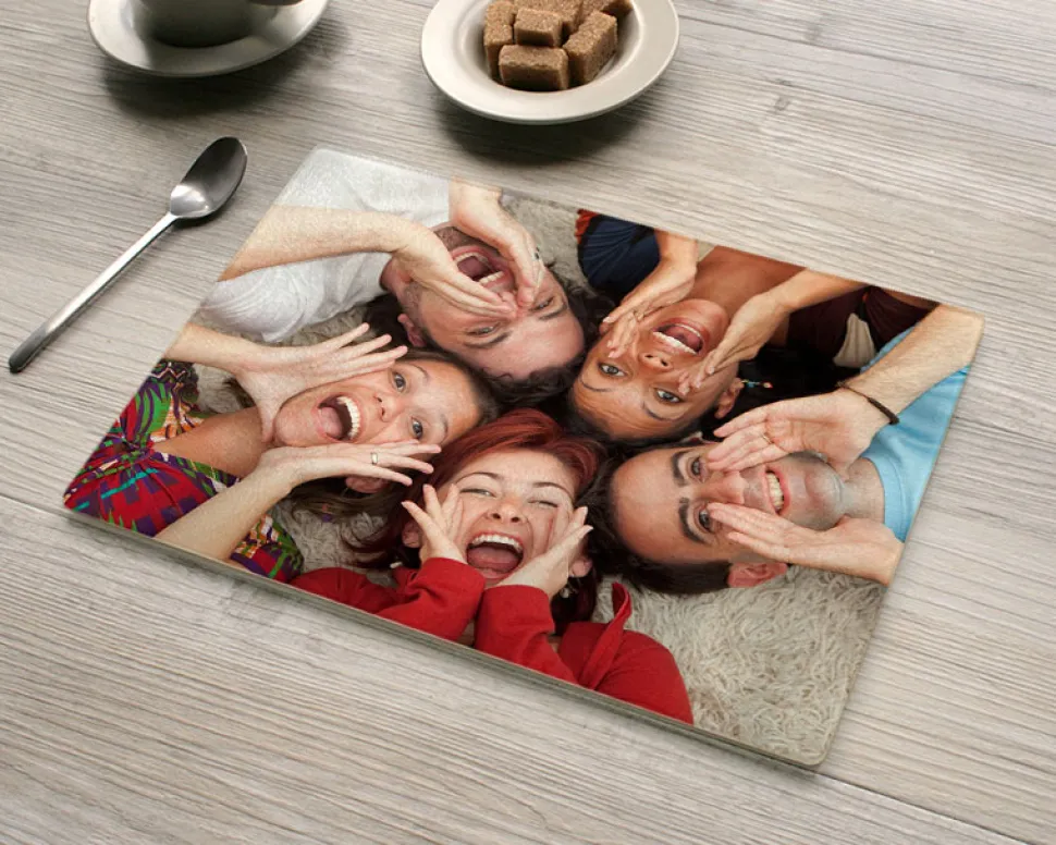 Planche à découper en verre personnalisée - Photo