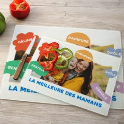 Planche à découper en verre personnalisée - Eclats de Couleurs