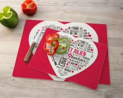 Planche à découper en verre personnalisée - Mots d'Amour