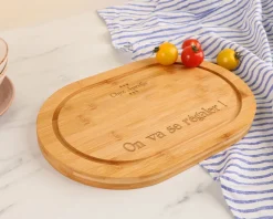 Planche à découper ovale personnalisée en bois - Oui Chef