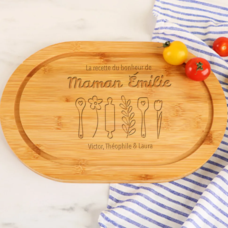 Planche à découper ovale personnalisée - Recette du Bonheur