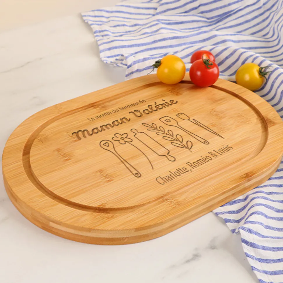 Planche à découper ovale personnalisée - Recette du Bonheur
