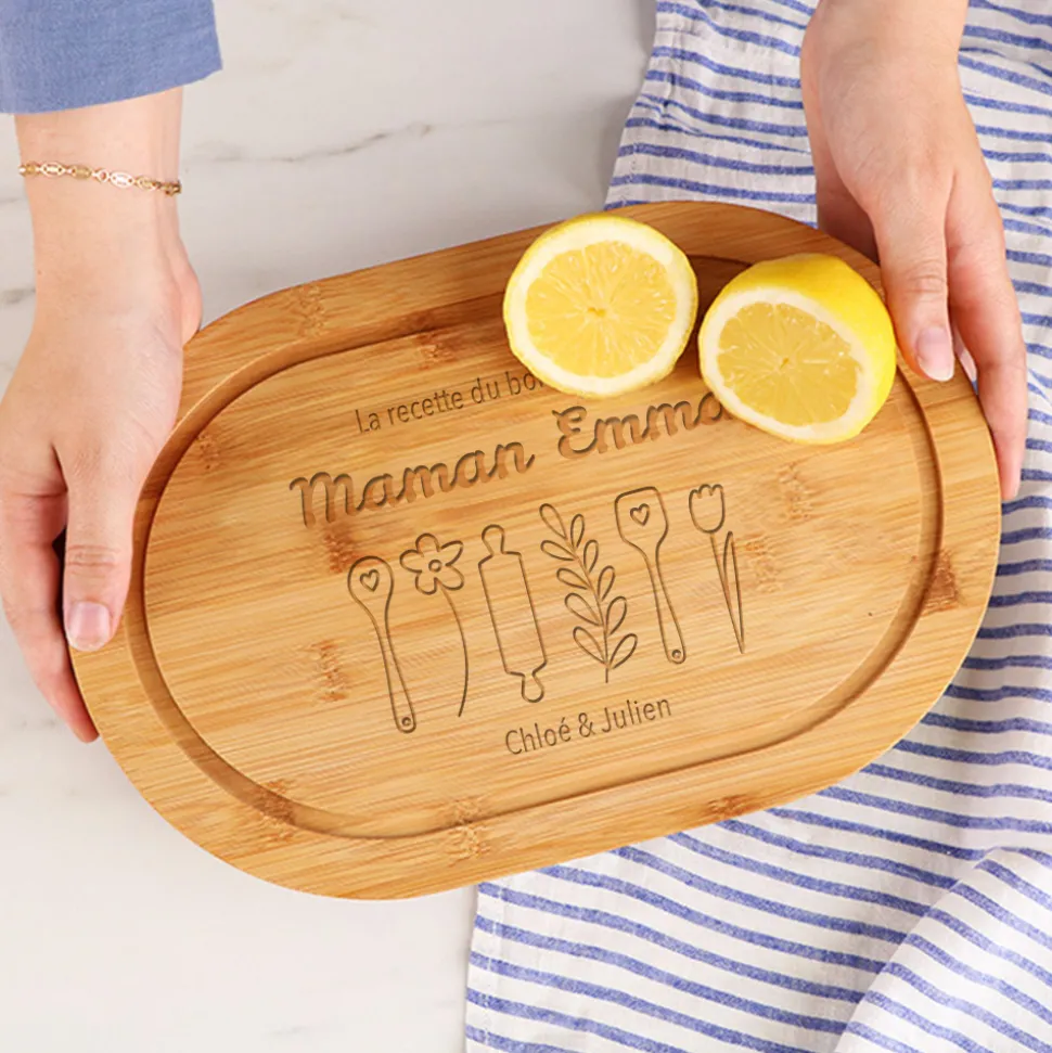 Planche à découper ovale personnalisée - Recette du Bonheur