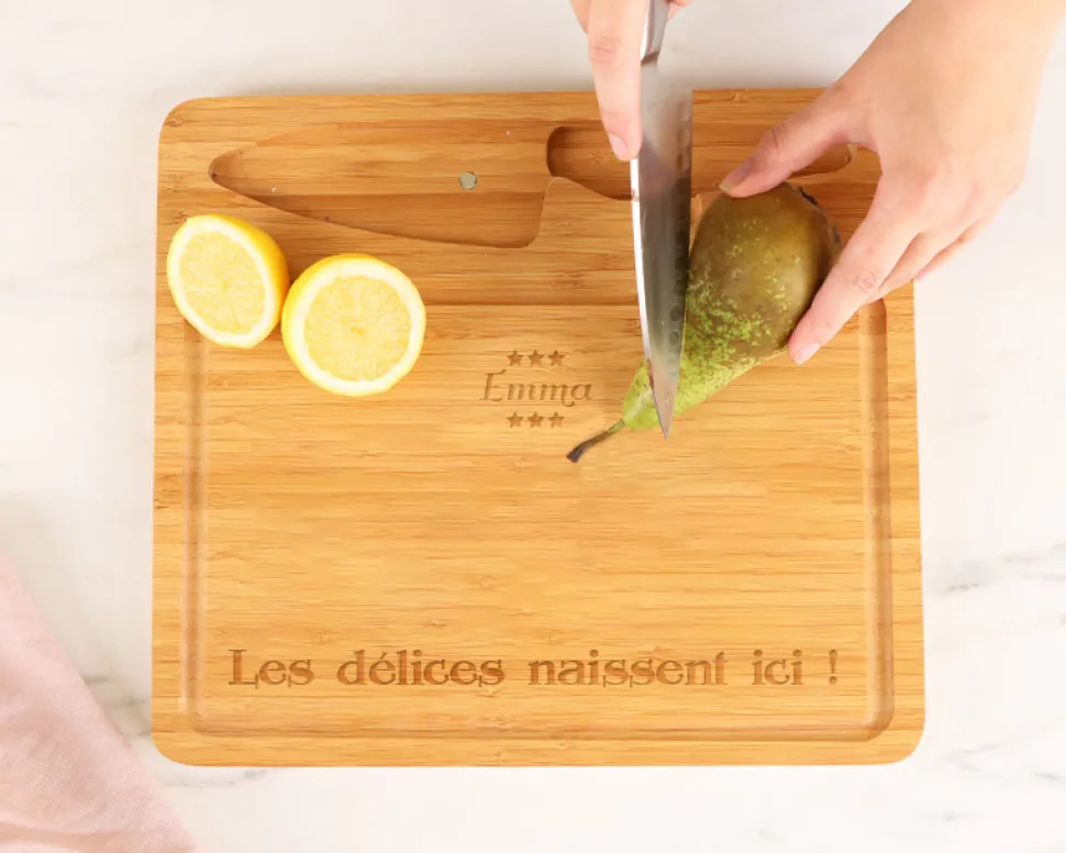 Planche à découper personnalisée avec couteau - Oui Chef
