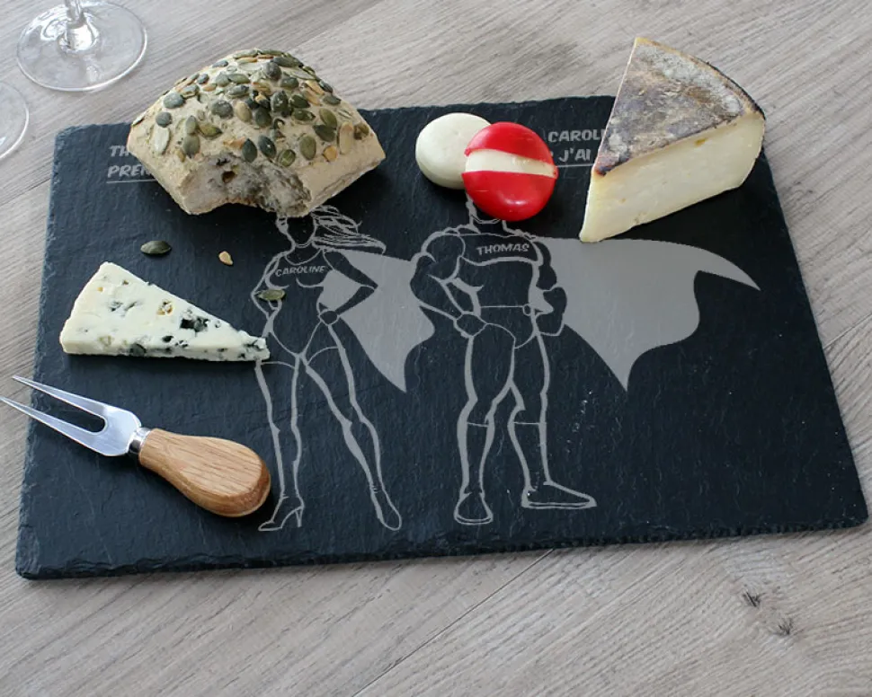 Plateau Ardoise Gravé - Super-Héros