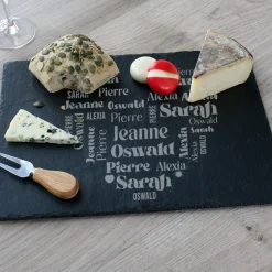 Plateau Ardoise Gravé Coeur Famille
