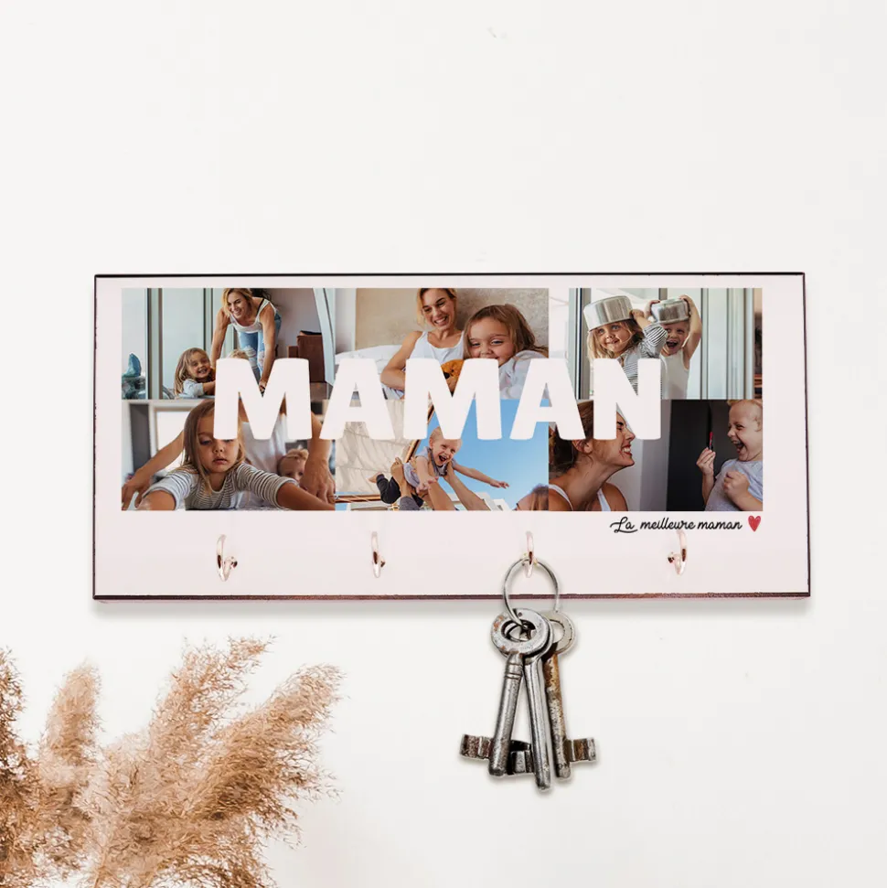 Porte clés mural personnalisé - Multi photos famille