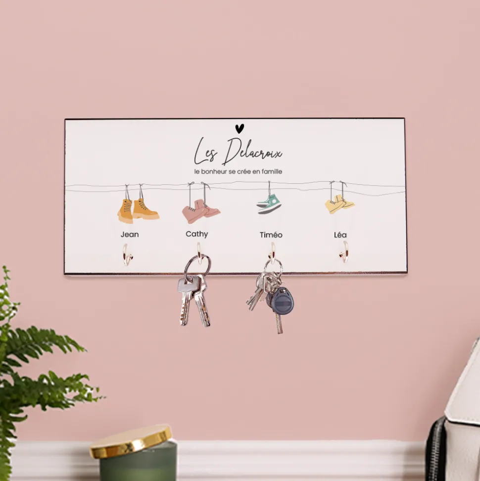 Porte clés mural personnalisé - Famille Chaussures