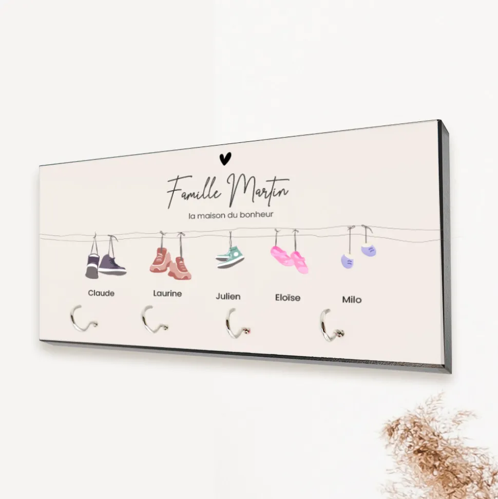 Porte clés mural personnalisé - Famille Chaussures