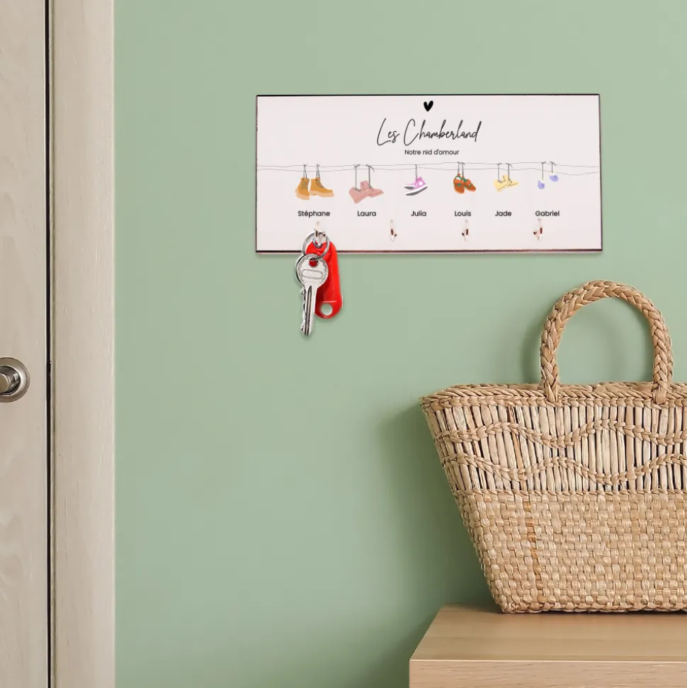 Porte clés mural personnalisé - Famille Chaussures
