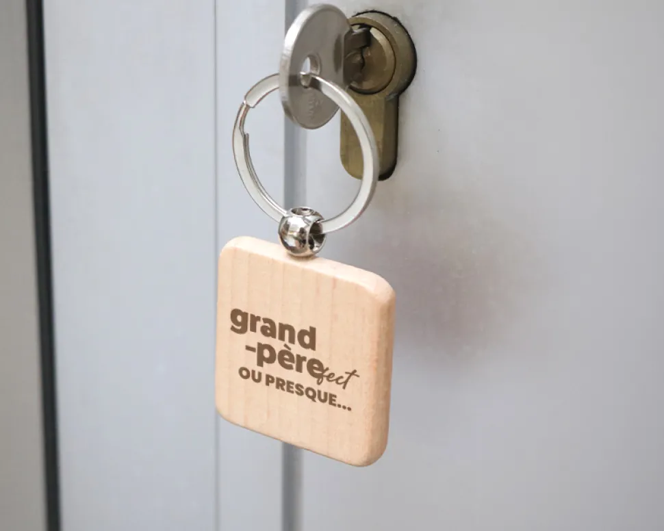 Porte-clés en bois personnalisé - Grand Père-fect