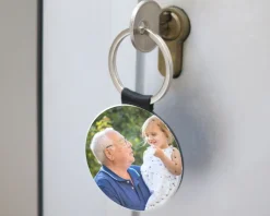 Porte-clés photo personnalisé en simili cuir