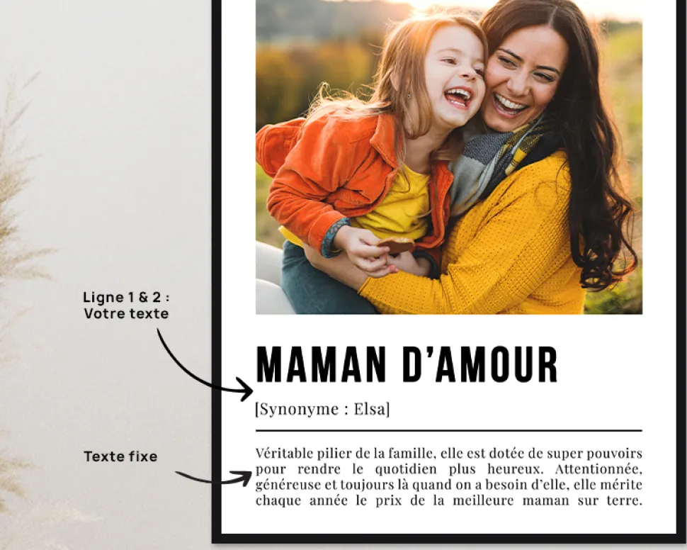 Poster photo personnalisé - Définition Maman