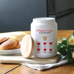 Pot à biscuits personnalisé - Maman et ses petits coeurs