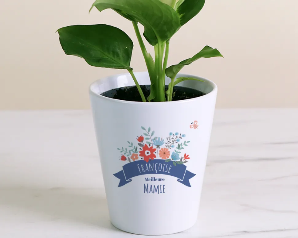 Pot de fleurs personnalisé - Mamie fleurie