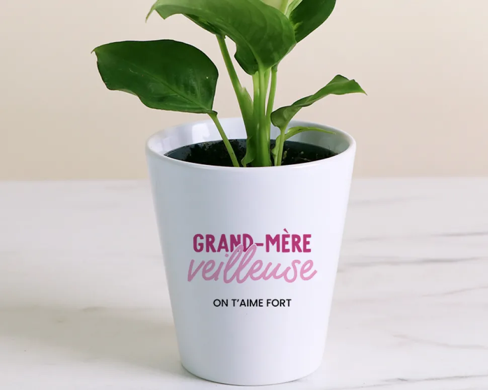 Pot de fleurs personnalisé - Grand mère-veilleuse