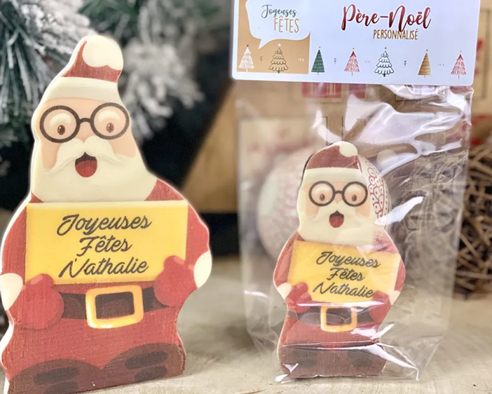 Père noël en chocolat personnalisé
